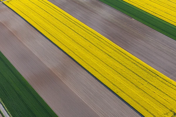 Aerial view of harvest fields Stock Image