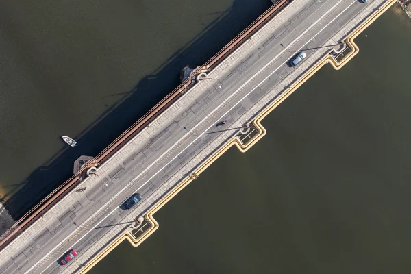 Aerial view of city bridge in wroclaw city — Stock Photo, Image