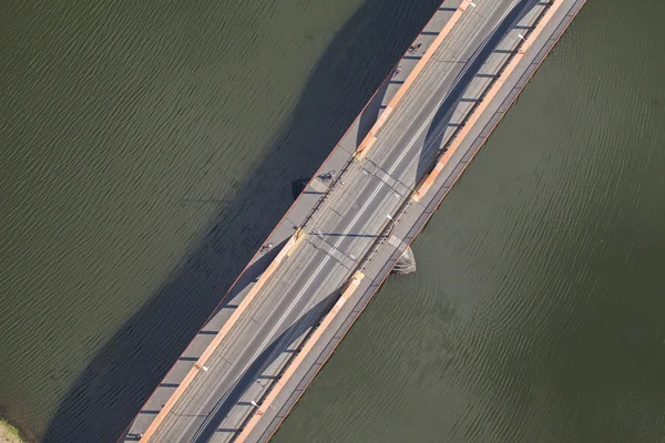 Aerial view of city bridge in wroclaw city — Stock Photo, Image