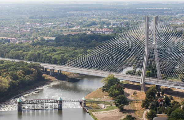 Flygfoto över staden bridge i wroclaw city — Stockfoto