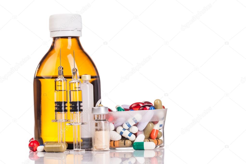 Variety medicines and syringes