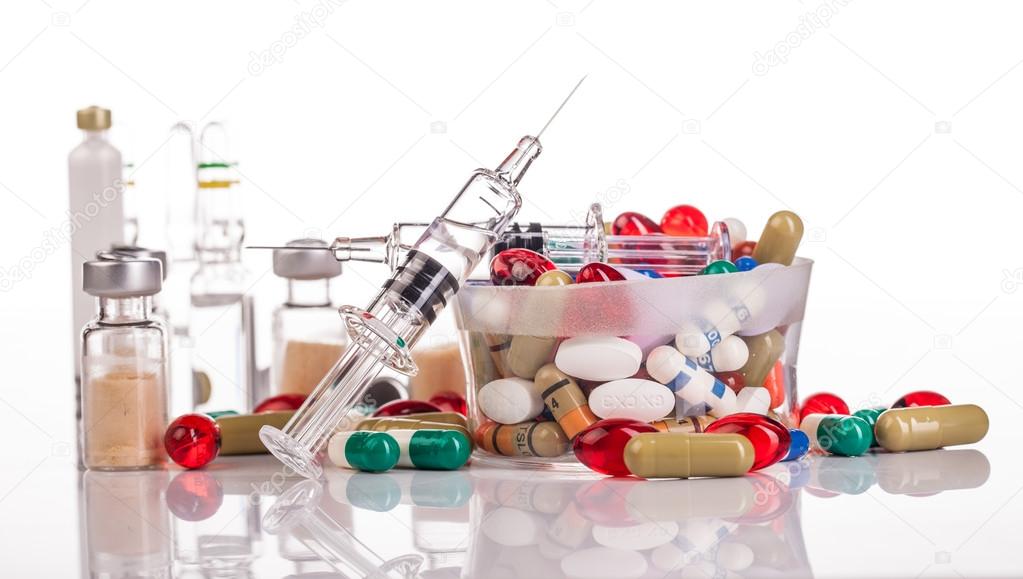 Variety medicines and syringes