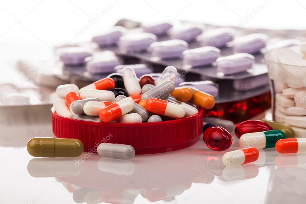 Variety colorful medicines