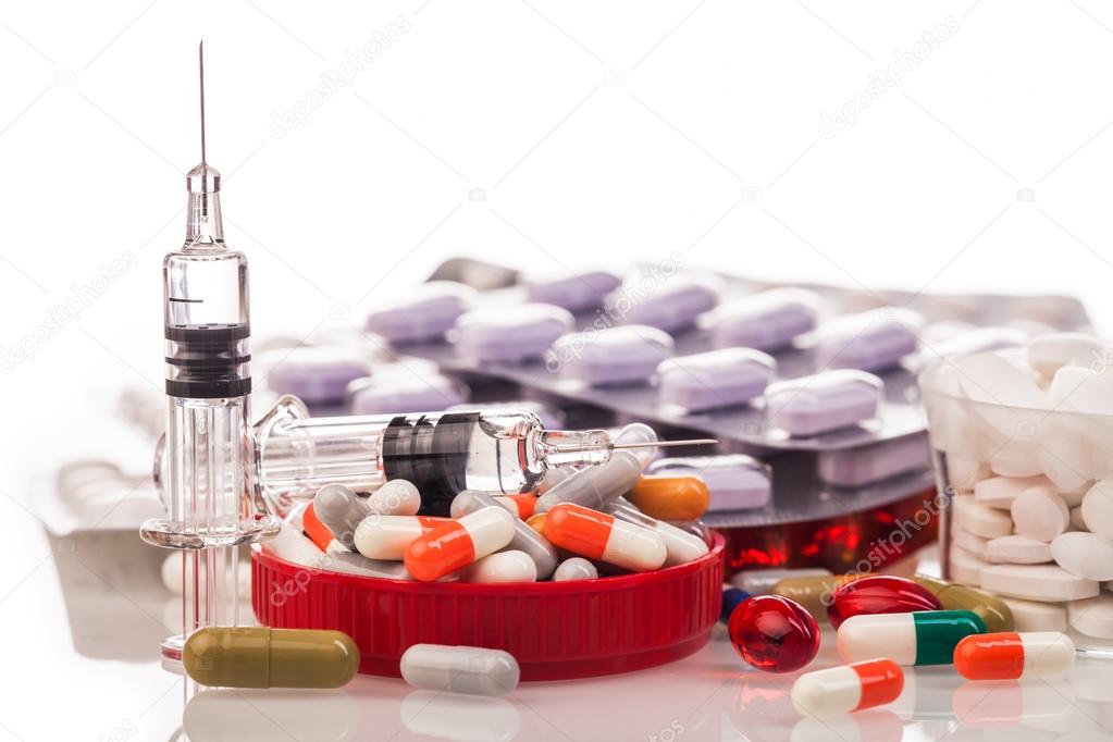 Variety medicines and syringes