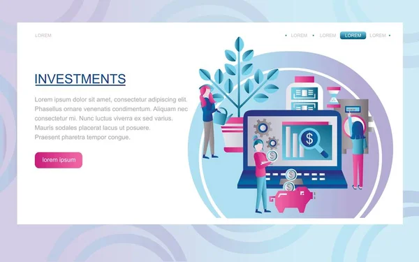 Investeringar Begreppet Utveckling Webbplatser Och Mobila Applikationer Vektorillustration Mall För — Stock vektor