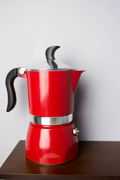 Traditional Italian Moka Coffee Pot Professional Fresh Coffee Brewing Coffee — Stock Photo, Image