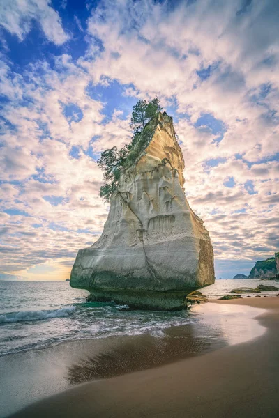 Piedra Arenisca Monolito Cala Catedral Amanecer Coromandel Nueva Zelanda —  Fotos de Stock