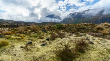 Yeni Zelanda 'daki koni volkanı Ngauruhoe Dağı' ndan Tongariro Alp Dağları 'na yürüyorum.
