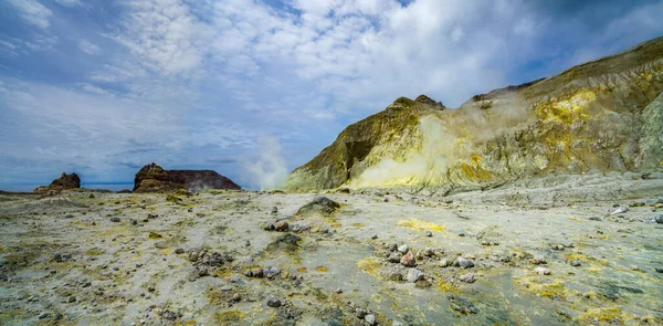 Paysage Lunaire Intérieur Cratère Volcanique Sur Île Blanche Nouvelle Zélande — Photo