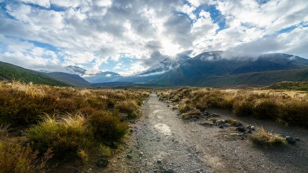 Caminhadas Cruzamento Alpino Tongariro Cone Vulcão Monte Ngauruhoe Nova Zelândia — Fotografia de Stock