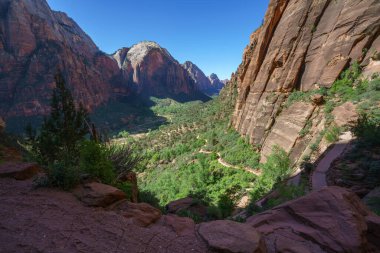 hiking the west rim trail in zion national park in the usa clipart