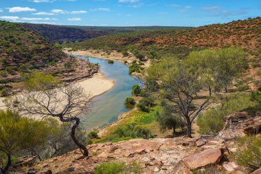 Kanyonda yürüyüş. Natures pencere döngüsü patikası, Kalbarri Ulusal Parkı, Batı Avustralya