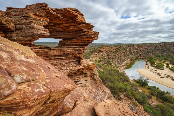 Ventana Naturalezas Desierto Del Parque Nacional Kalbarri Australia Occidental — Foto de Stock