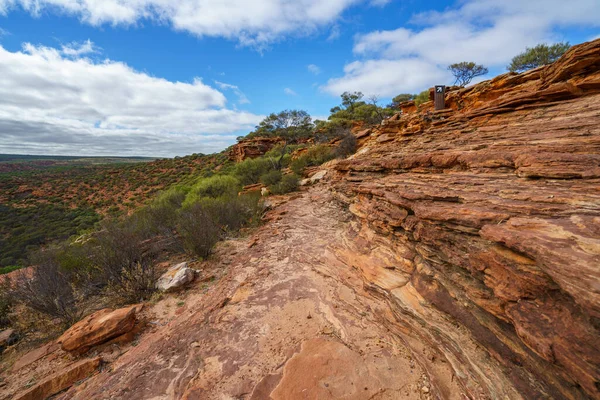 Caminando Por Cañón Sendero Ventana Naturalezas Parque Nacional Kalbarri Australia — Foto de Stock