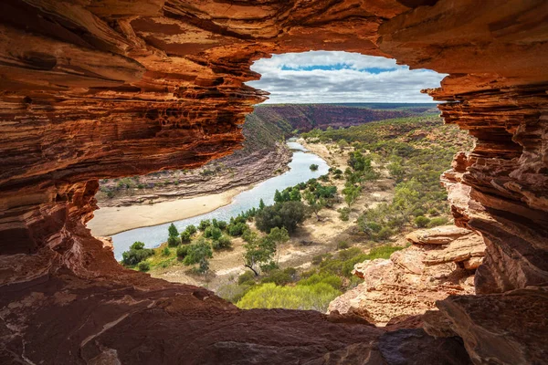 Ventana Naturalezas Desierto Del Parque Nacional Kalbarri Australia Occidental —  Fotos de Stock