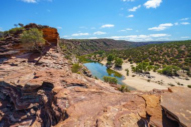 Kanyonda yürüyüş. Natures pencere döngüsü patikası, Kalbarri Ulusal Parkı, Batı Avustralya