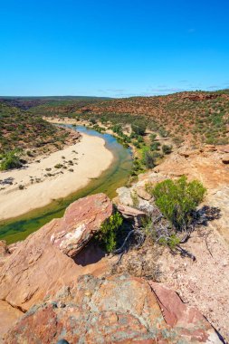 Kanyonda yürüyüş. Natures pencere döngüsü patikası, Kalbarri Ulusal Parkı, Batı Avustralya