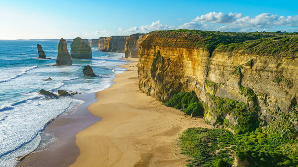 twelve apostles marine national park at sunset,great ocean road at port campbell, victoria, australia