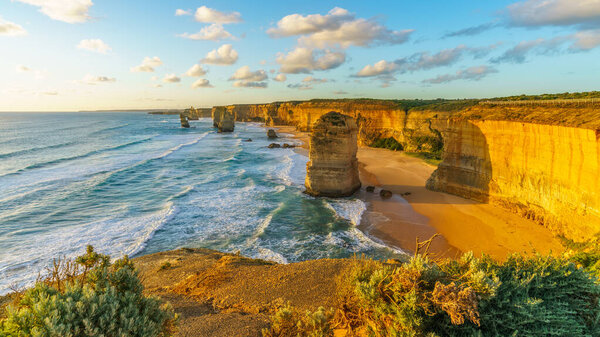 twelve apostles marine national park at sunset,great ocean road at port campbell, victoria, australia