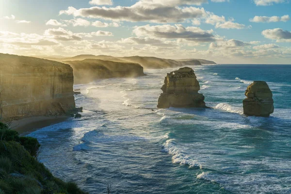 Célèbres Marches Gibson Lever Soleil Douze Apôtres Grande Route Océanique — Photo