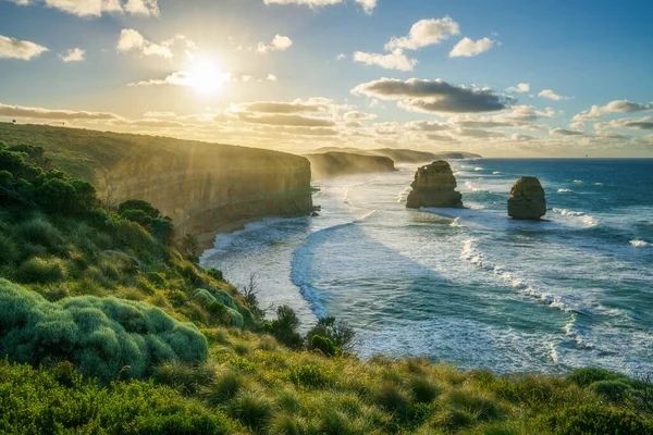 Célèbres Marches Gibson Lever Soleil Douze Apôtres Grande Route Océanique — Photo