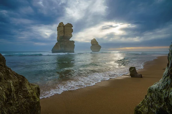 Célèbres Marches Gibson Coucher Soleil Douze Apôtres Grande Route Océanique — Photo