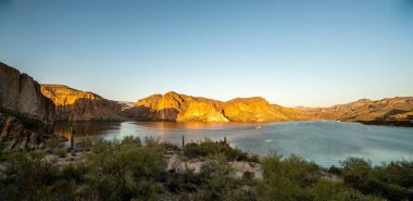 Canyon Lake in Arizona in the early evening during the springtime clipart
