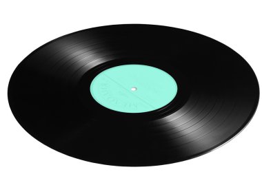 Siyah plak kaydı beyaz arkaplanda izole edildi