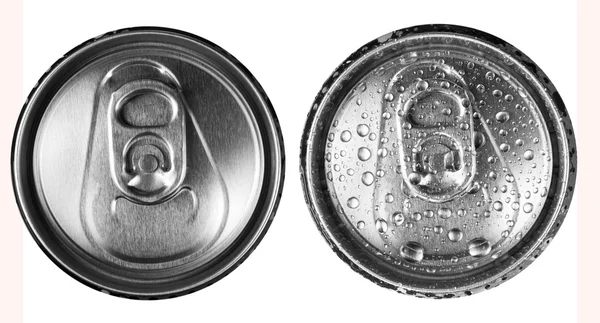 Two beer cans on a white background top view — Stock Photo, Image
