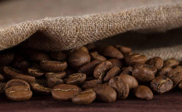 Macro beans black coffee, ready to brew delicious coffee — Stock Photo, Image