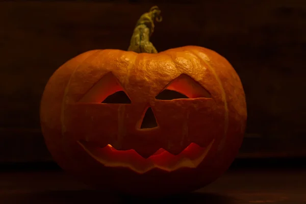 Halloween pumpkin head jack with candle — Stock Photo, Image