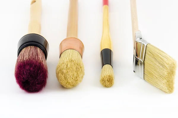 Various paint brushes on white background — Stock Photo, Image