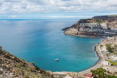 plaj del Cura plaj ve Toros Mogan, Gran Canaria, İspanya belediyesinde görünümü