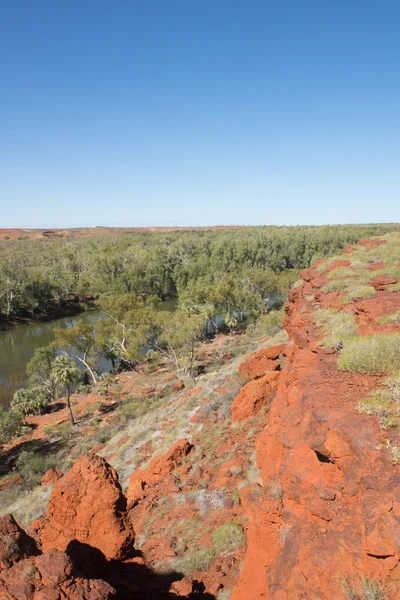 Outback Australië luchtfoto rivier uitkijk — Stockfoto