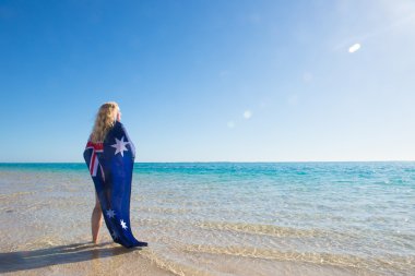 Mutlu kadın okyanus Avustralya bayrağı