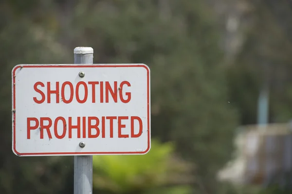 Sign no shooting prohibited outdoor — Stock Photo, Image