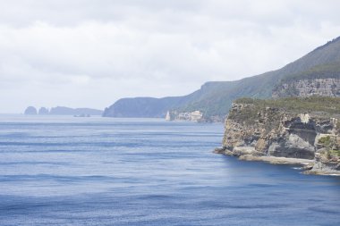 Güney Okyanusu sahilinde Tasmania yüksek kayalıklarla
