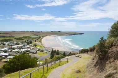 Stanley Tasmania lookout over ocean beach clipart