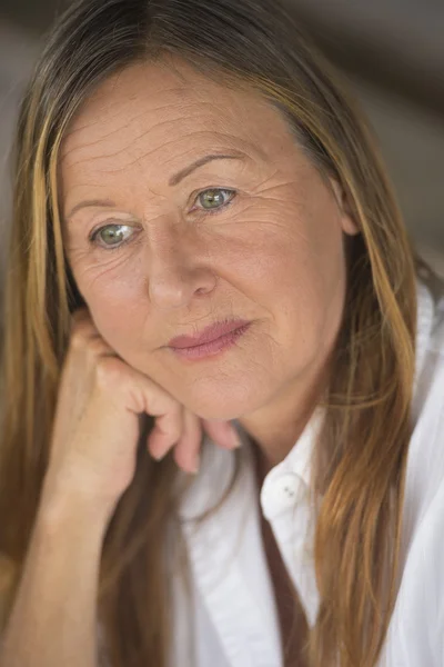 Thoughtful lonely sad mature woman portrait — Stock Photo, Image