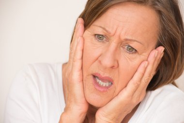 Worried Scared shocked woman portrait