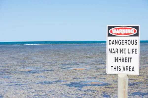 Aviso Perigo Oceano Vida — Fotografia de Stock