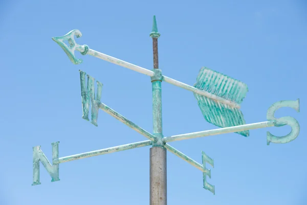 Patina green weather vane sky background — Stock Photo, Image