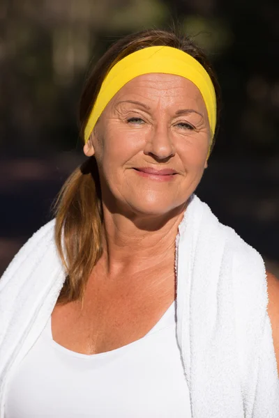 Portrait happy active sporty mature woman — Stock Photo, Image