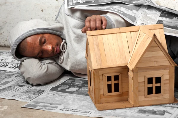 Homeless street kid sleeping — Stock Photo, Image