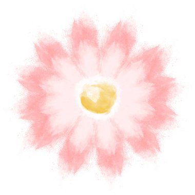 Tek pastel pembe suluboya çiçek. Gerçek fırça darbeleriyle yaratıldı. Vektör.
