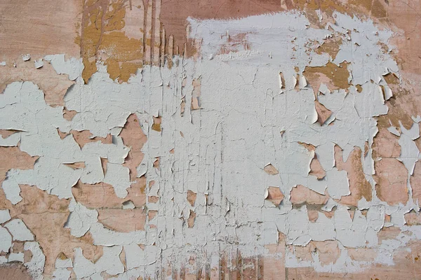 Duvardaki çatlak alçının üzerinde pullar ve boya sızıntıları var.