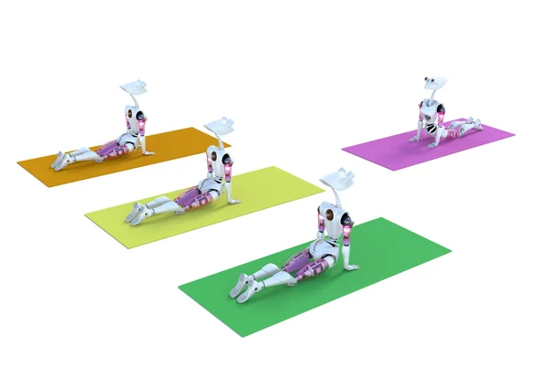 Robôs na aula de Yoga — Fotografia de Stock