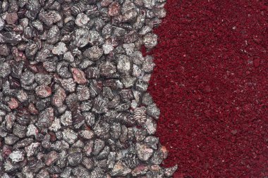 Background texture of dried and crushed Cochineal Insects, used to make scarlet colored dye. clipart
