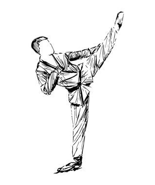 Sambo, judo, karate, tekvando seti. Geometrik sporcular, dövüşçüler