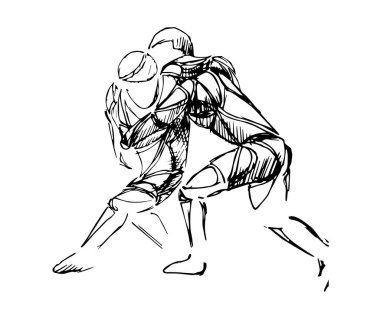 Sambo, judo, karate, tekvando seti. Geometrik sporcular, dövüşçüler